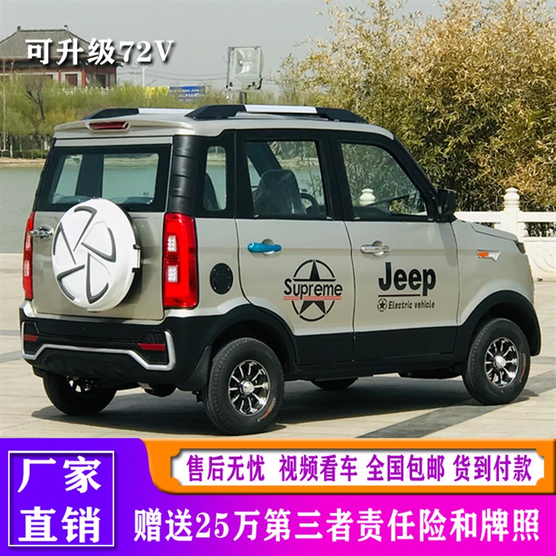 新品新款电动四轮汽车家用代步车新能源油电两用成人全封闭四轮车