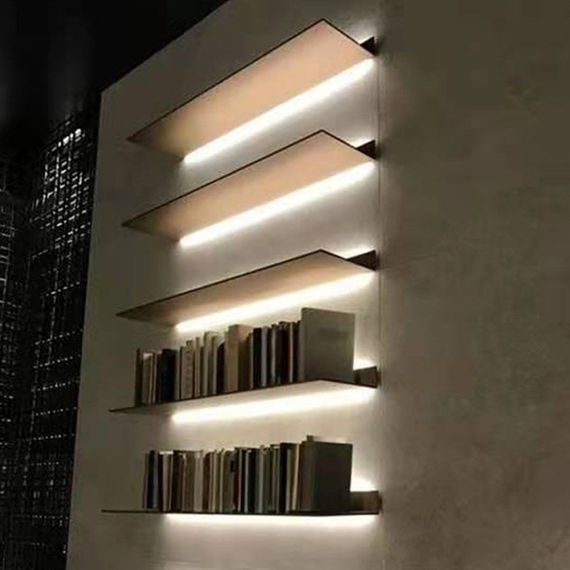 简约现代不锈钢壁挂铁艺餐厅卧室书房墙面装饰一字隔板收纳置物架