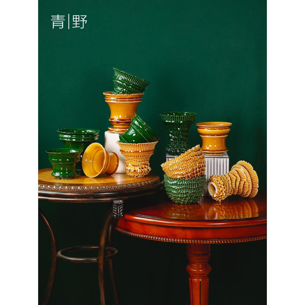 青野园艺家｜块根蝴蝶兰花盆景德镇手工制作高级质感家用陶瓷花瓶
