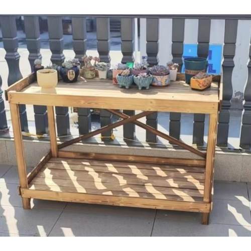 定制阳台实木多肉专用花架可移动户外庭院多层小型防腐木架置物架