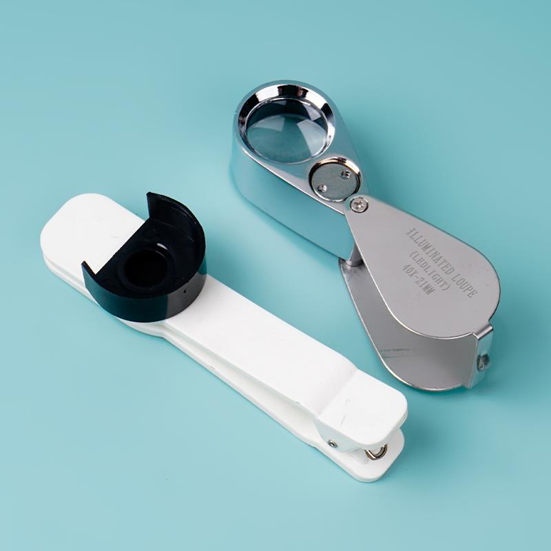 拜斯特40倍手机珠宝放大镜带led灯便携高清手持银元钱币邮票鉴定