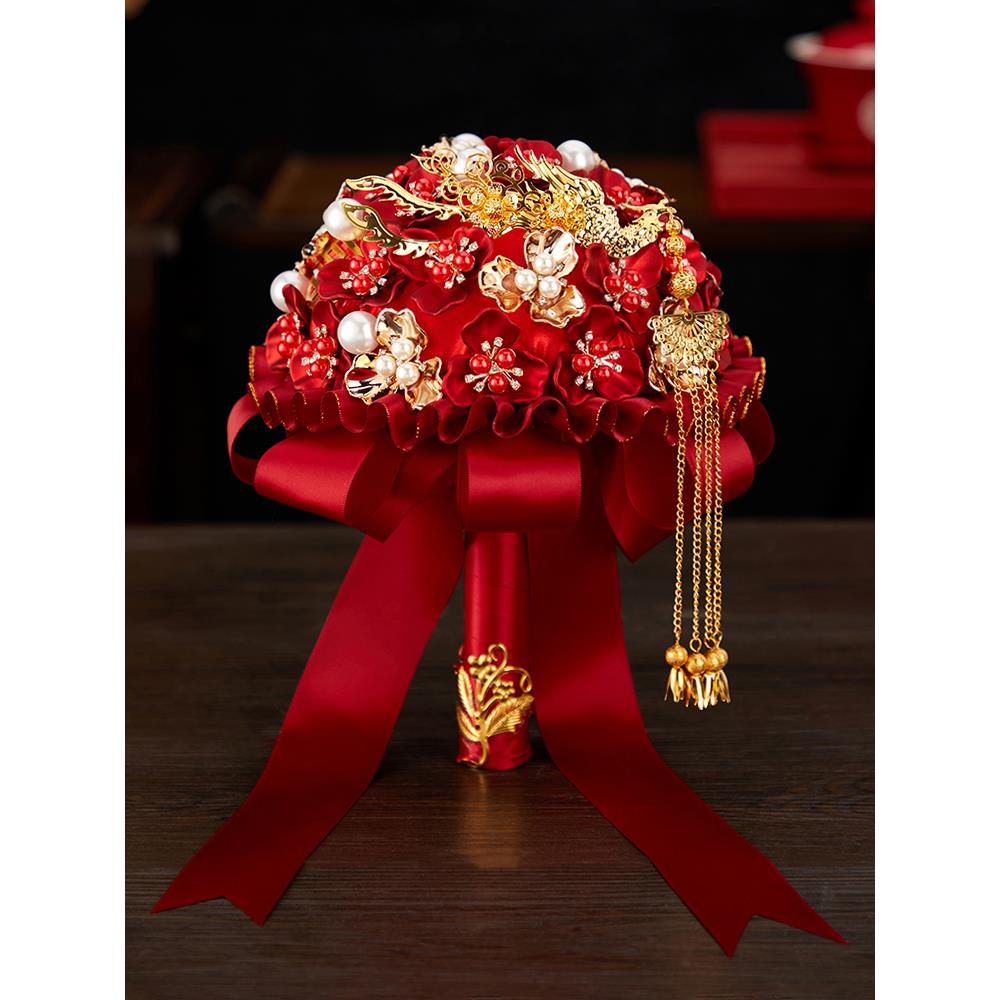 新娘手捧花高级仿真玫瑰花婚礼结婚用品拍照混搭婚纱照秀禾服配饰