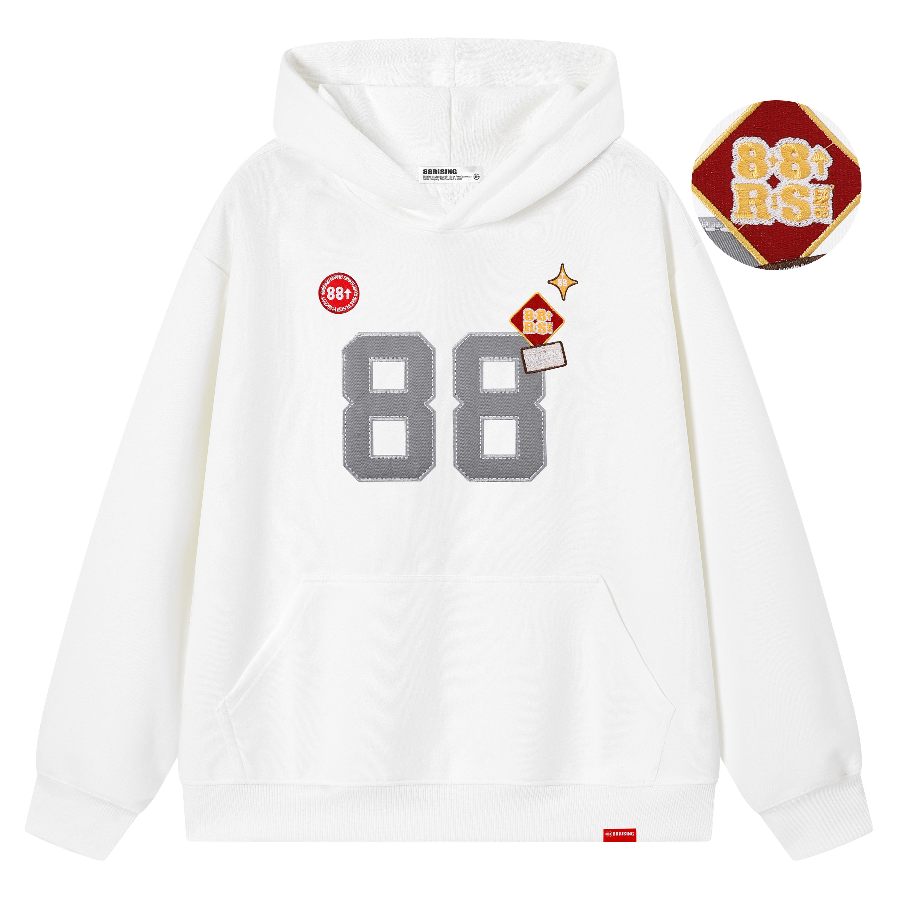 88rising字母logo刺绣头连帽卫衣