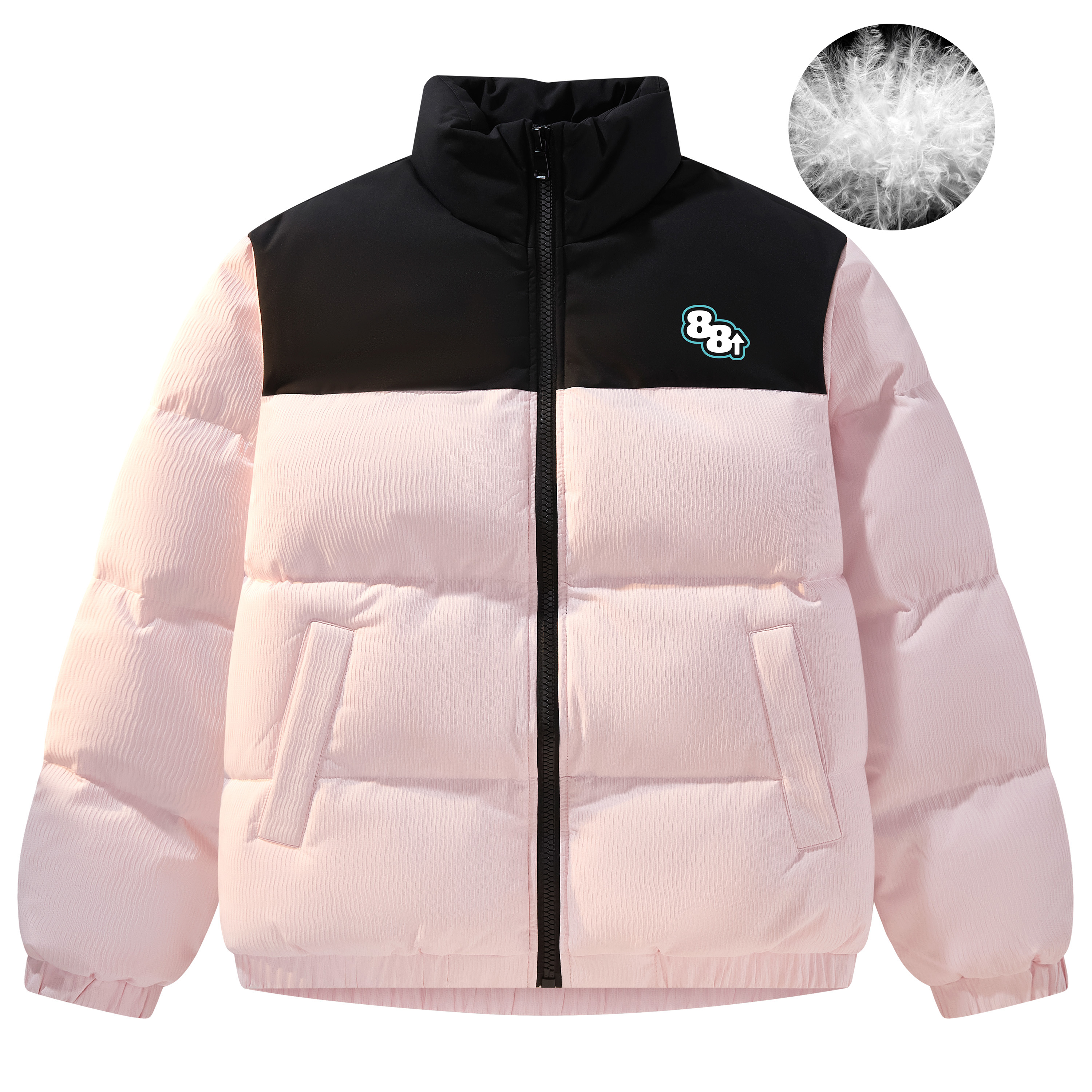 88rising印花拼色加厚羽绒服