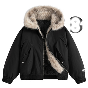 88rising美式复古毛领棉衣男加厚连帽外套保暖棉服休闲风男女同款