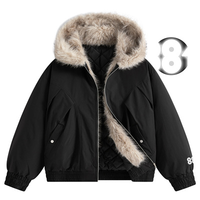 88rising毛领棉衣男加厚连帽外套