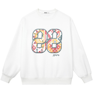 八八上升88rising壁画图案刺绣宽松休闲重磅百搭圆领卫衣男女同款