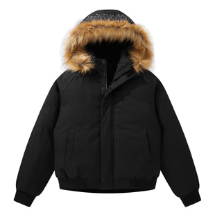 88rising 美式烫画字母鸭绒羽绒夹克连帽外套毛领羽绒服 男女同款