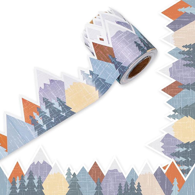 开 学季学校教室墙壁环创装饰公告栏边框贴纸冬季雪山森林自黏纸