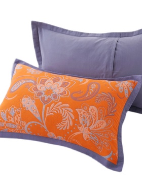 枕套一对装加大加厚纯棉纱布高档家用成人枕头套柔软透气橙色灰色