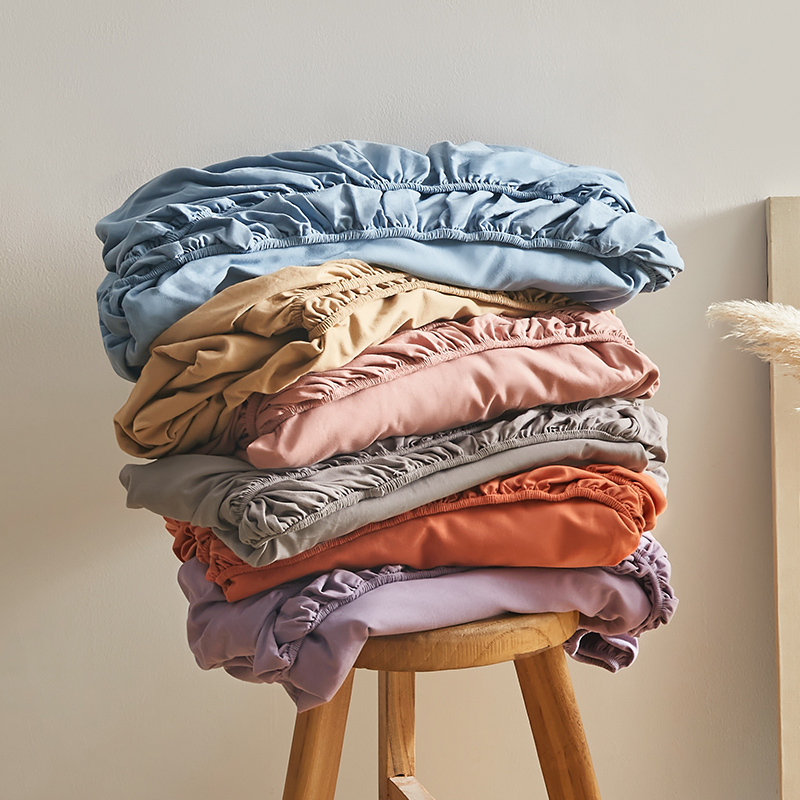 简约纯色全棉加厚磨毛床笠款床单单件纯棉100床罩三件套防尘床套