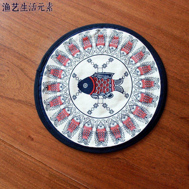 餐垫水杯垫 双层加厚全棉 碗垫盘子垫 茶垫隔热垫 布络年年有鱼