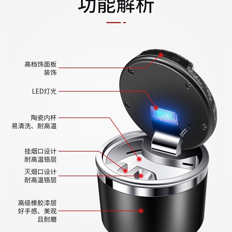 适用于宝马碳纤维纹车载烟灰缸新5系3系gt车载X3X4X5X6宝马烟灰缸