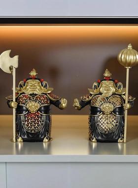 护宅门神哼哈二将新式书客厅房哼哈二将居办公室装中饰品摆件家装