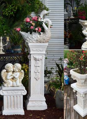 欧式高JWZ罗马花柱子花盆别墅门口大落地阳档台庭号院园底座摆件