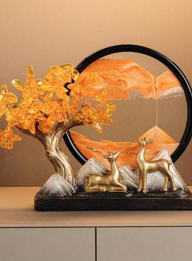 发鹿财树摇钱树福摆流画客厅办公件室装饰乔JH-002小迁之沙喜搬家