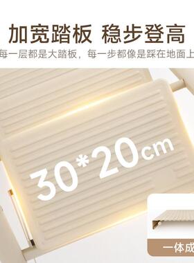 伸稳纳梯子梯家用缩折叠人字米色不OJX锈钢阶梯花架梯厚可携加式