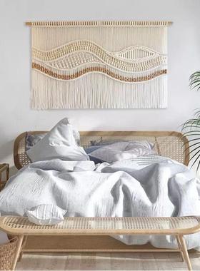 北欧手工编织挂毯 客厅沙简发背景布装饰卧室头壁毯约床民宿NPL壁