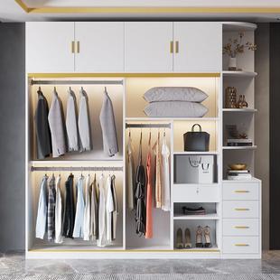 轻4739奢玻璃门衣柜家用卧滑室柜子实木生后态板衣现代简约推拉移