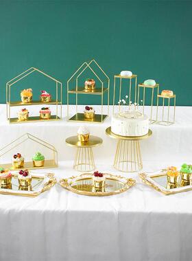 欧式婚礼摆甜品台摆OOG件展架示架装饰蛋糕托 托盘午茶点心冷下餐