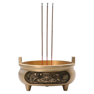 三足双耳铜薰香炉黄CZ7046家用供奉室内竹烧签香香上香香插线香座