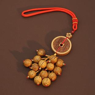 桃木山鬼花钱汽车挂件车桃核砂0200车内後照镜开夜朱车入出平安载