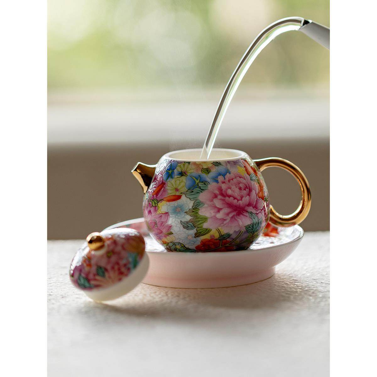 刻宫廷风繁花JHY锦簇具西束施壶高档功夫茶小茶壶轻家用泡茶壶奢,餐饮具,茶壶,淘宝优惠券,粉丝福利购,淘宝优惠卷