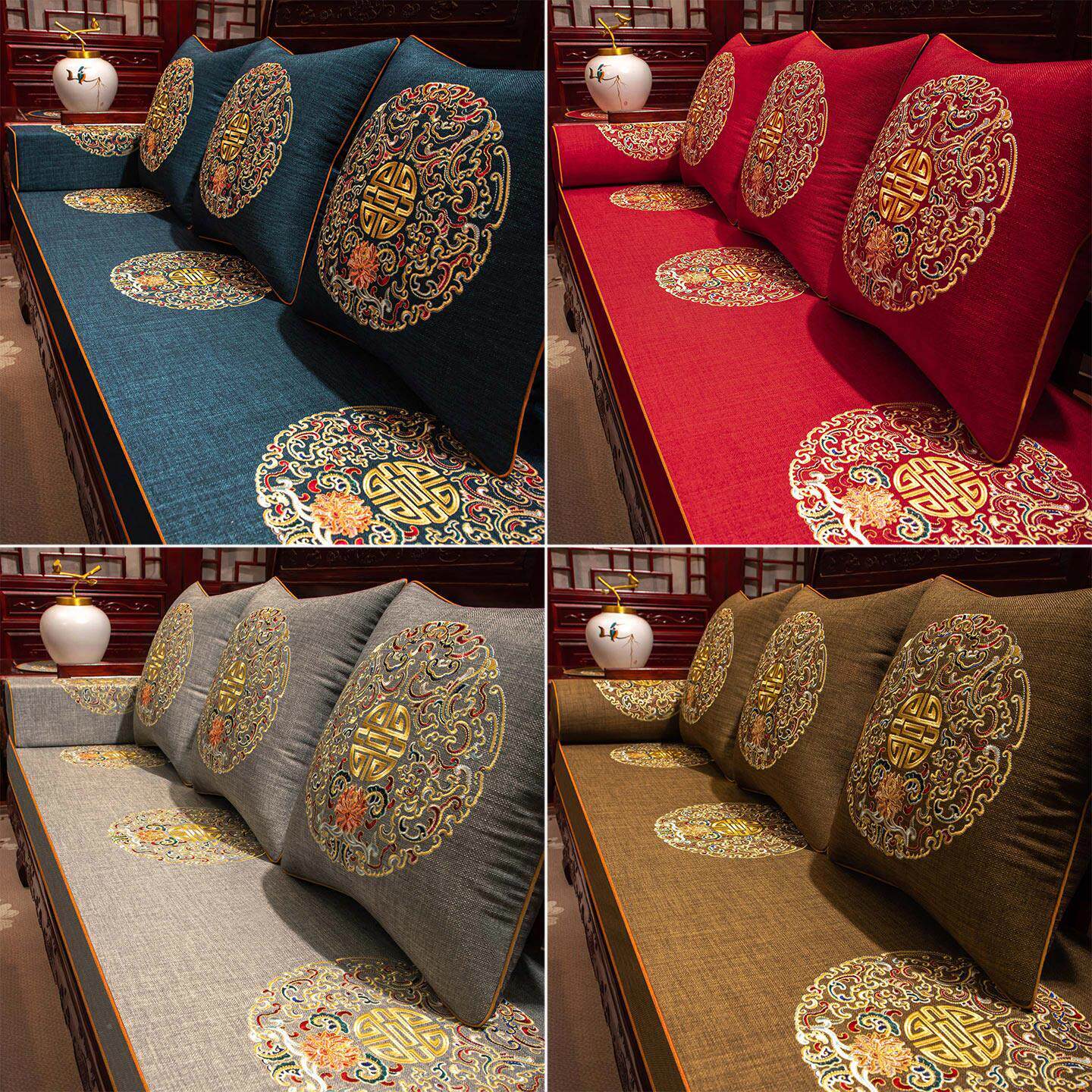 中式木沙发坐垫红罗汉床专用3XKFLSQS垫厚实木家具垫海绵座垫四加