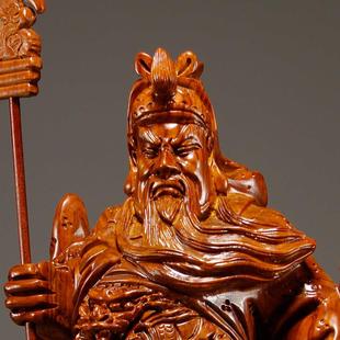 梨木雕关公佛像yz094件实木号武大花财摆神家居客厅玄关装 饰红木