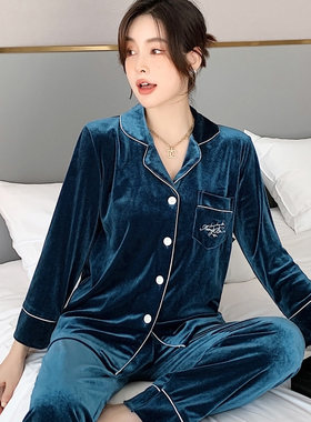 秋冬季金丝绒长款可外穿家居服
