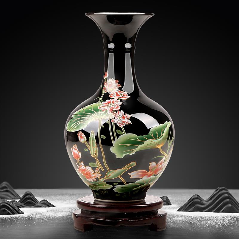 景德镇陶瓷器博古架花瓶摆件客厅办公室插花新中式玄关家居装饰品