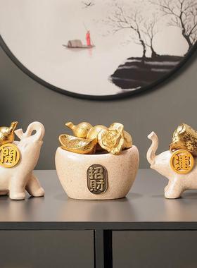 聚宝盆招财摆件新中式家用客厅玄关装饰礼品聚财轻奢乔迁新居礼品