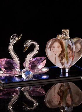高级新婚礼物diy送闺蜜新人水晶天鹅摆件创意桌面办公室家居饰品