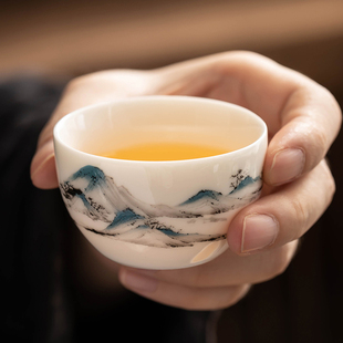 羊脂玉瓷茶杯个人专用主人杯高端白瓷茶具陶瓷品茗单杯小茶杯套装