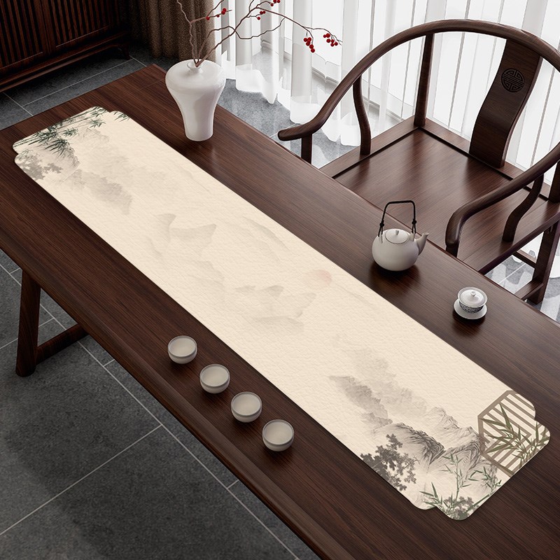 茶道中国风桌旗新中式防水垫茶几桌布荷花茶席茶垫功夫茶茶台垫布