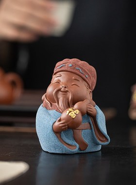 福禄寿喜财紫砂摆件五福临门招财客厅玄关电视柜装饰乔迁祝寿礼品