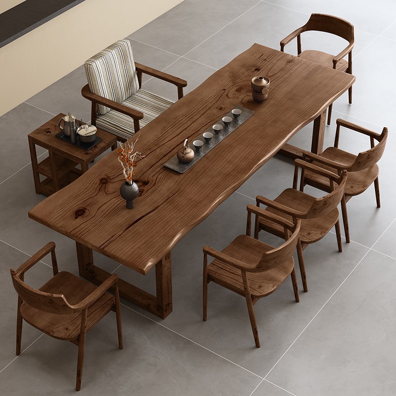 实木大板茶桌椅组合茶几办公室客厅家用泡茶台新中式民宿会客茶桌