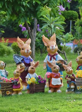 兔子摆件卡通动物雕塑户外园林景观小品花园小院子庭院幼儿园装饰