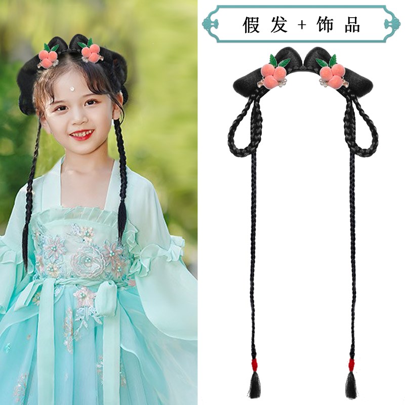 儿童一体式软发箍麻花辫造型女童可爱甜美发包古装汉服舞台表演髻