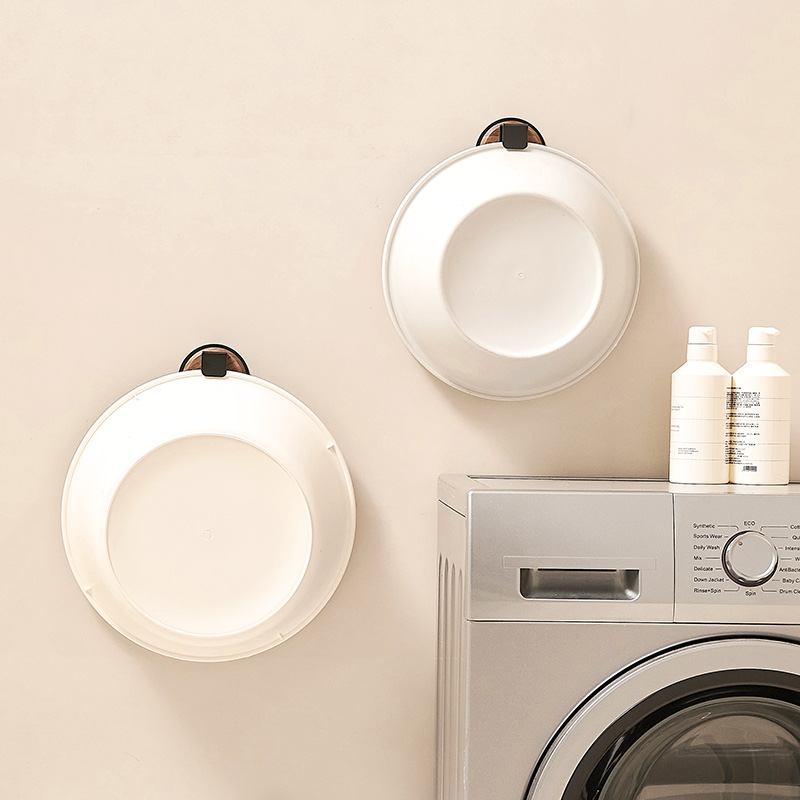 cmeo脸盆挂钩浴盆免打孔浴室化妆室盆架洗澡盆挂盆神器盆子胡桃木