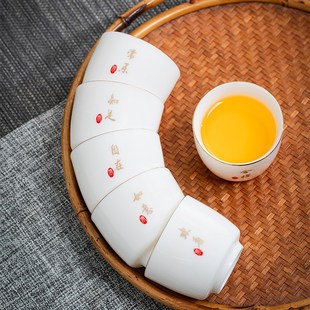 家用办公室待客品茗杯刻字 陶瓷小杯子德化羊脂玉白瓷功夫茶杯套装