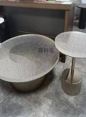 亚克力石头纹透明桌面茶几简约大方PMMA板材推荐亚克力边几轻奢风