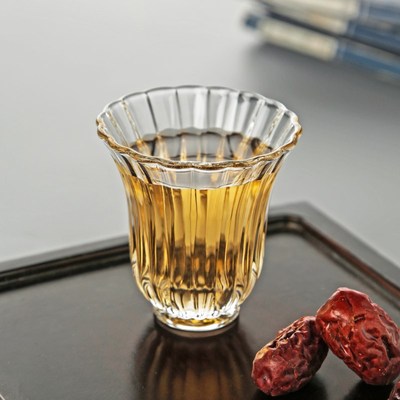 高档透明玻璃小酒杯百花杯茶具南瓜杯锤纹杯功夫小茶杯日式品茗杯