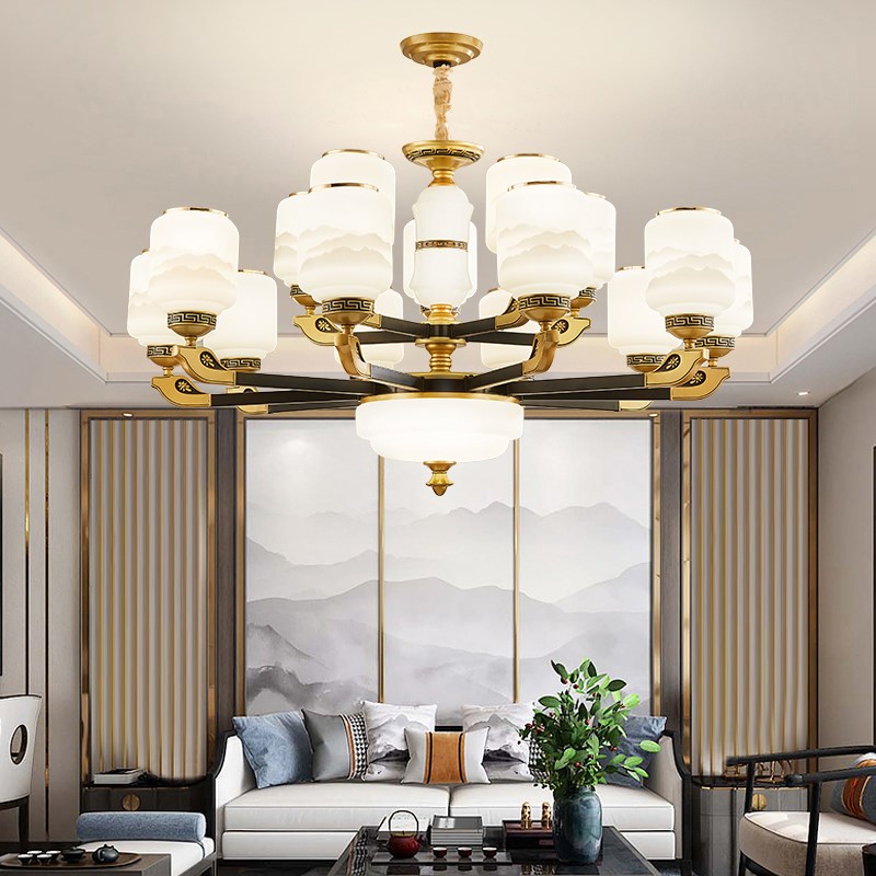 新中式吊灯2023年新款客厅主灯简约大气家居别墅楼中楼客厅大吊灯