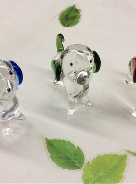 纯手工艺水晶玻璃家居创意工艺礼品摆饰招财小狗摆件女朋友礼物生