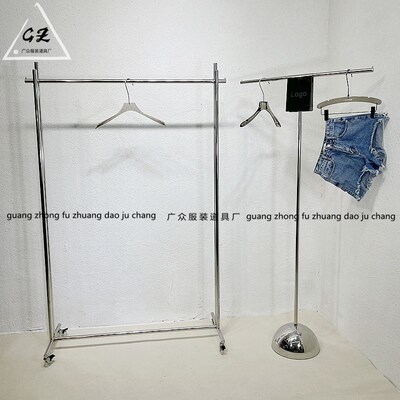 女装服装店展示架不锈钢简约落地架移动中岛架买手店水晶轮陈列架