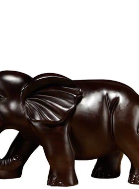 黑檀实木质大象雕刻摆件大号一对家居电视柜办公室装饰送礼工艺品
