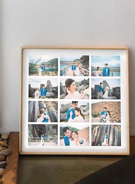 8m9婚纱照挂墙相框洗照片48宫格画框定 制情侣多张照片组合实木相