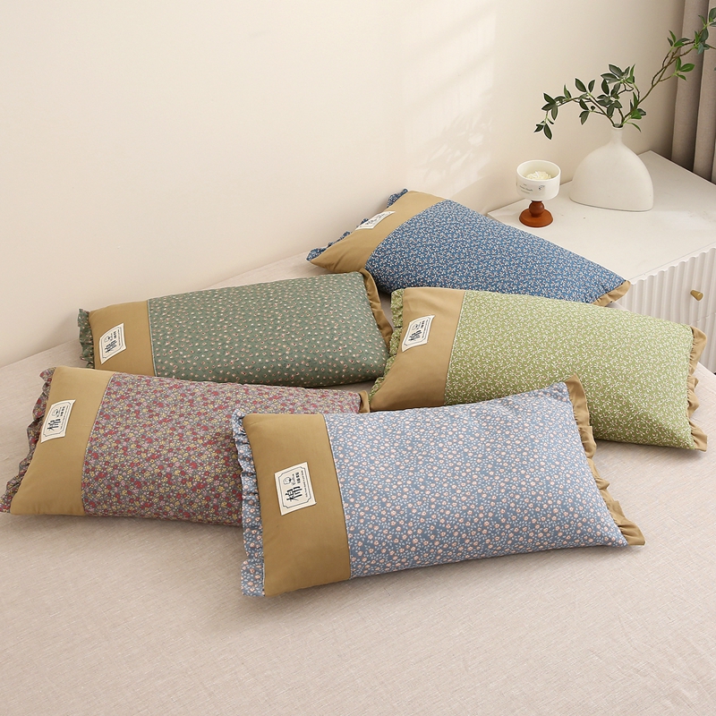 全棉贴布绣小碎花荞麦枕头枕芯