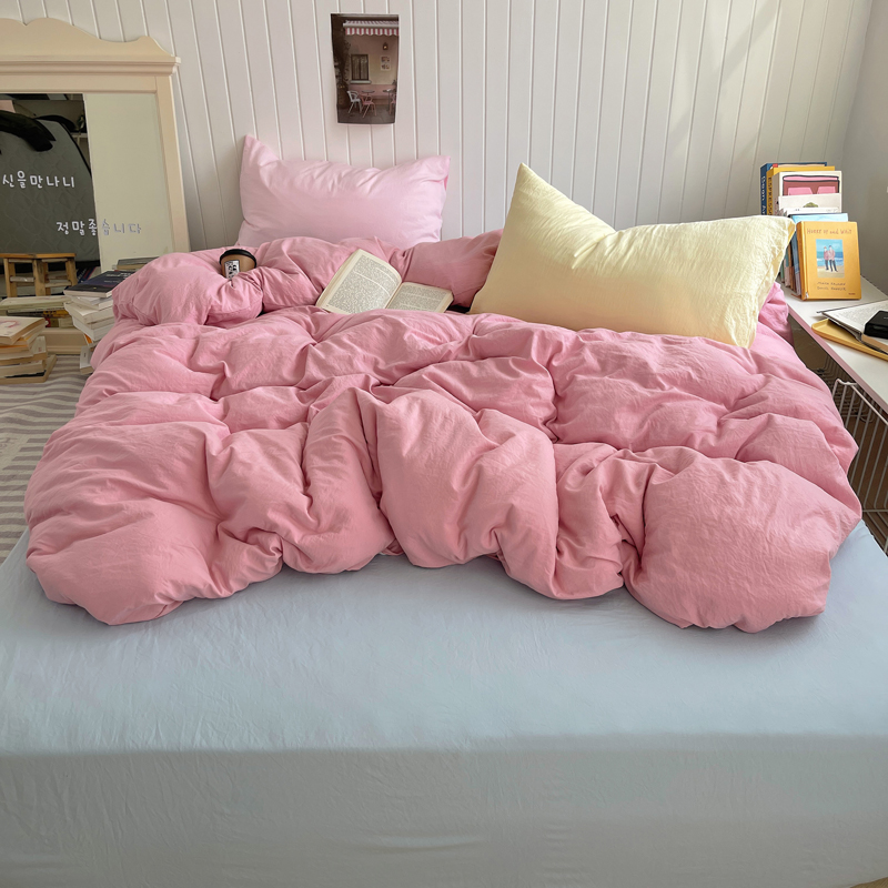 ins博主风纯色混搭双色水洗棉